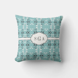 Almofada Festive Royal Botanical Robin's Egg Blue Monogram