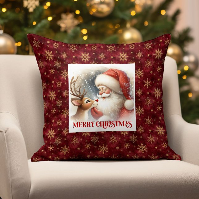 Almofada Festive Santa Claus Rudolph Holiday Pillow  (Festive Santa Claus Rudolph Holiday Pillow for Home

)