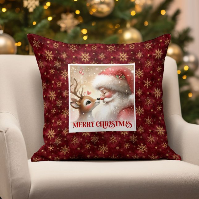Almofada Festive Santa Rudolph Holiday Pillow Xmas Decor (Festive Santa Rudolph Holiday Pillow for Xmas Decor
)