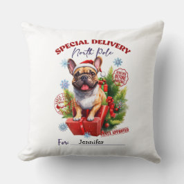 Almofada Festive Whimsical Pug Christmas Throw Pillow