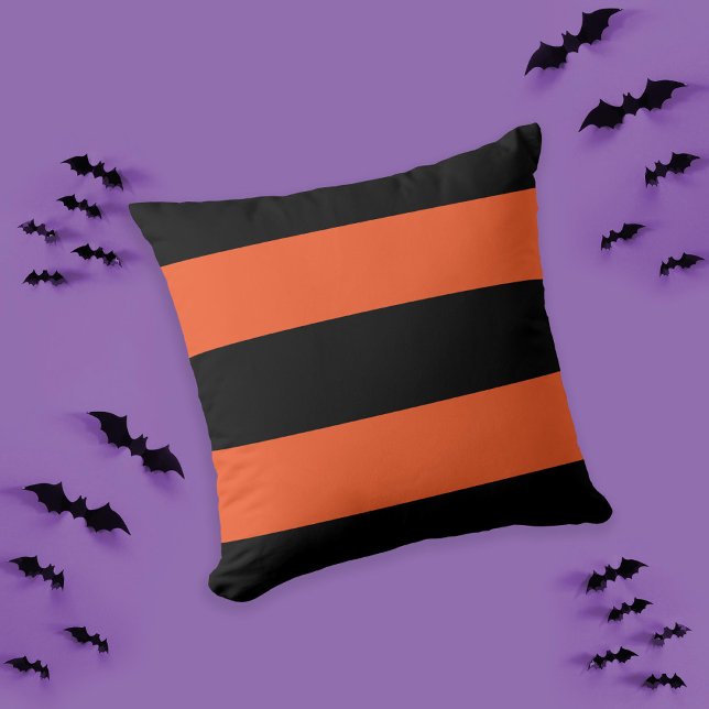 Almofada Festivo Halloween Black and Orange Bold Stripe (Criador carregado)
