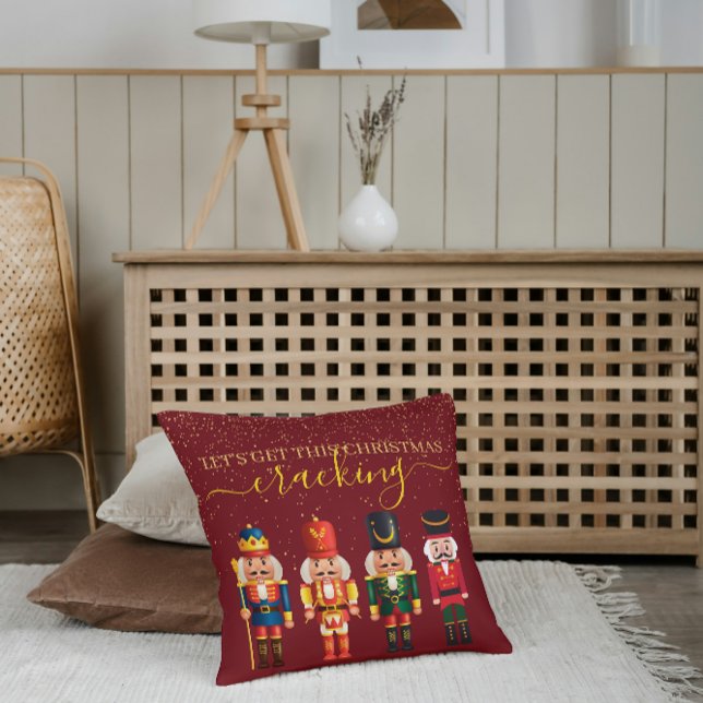 Almofada Festivo Moderno Xmas Red Cute Nutcracker (Criador carregado)