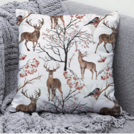 Almofada FesWinter Deer Woodland Patterno Natal