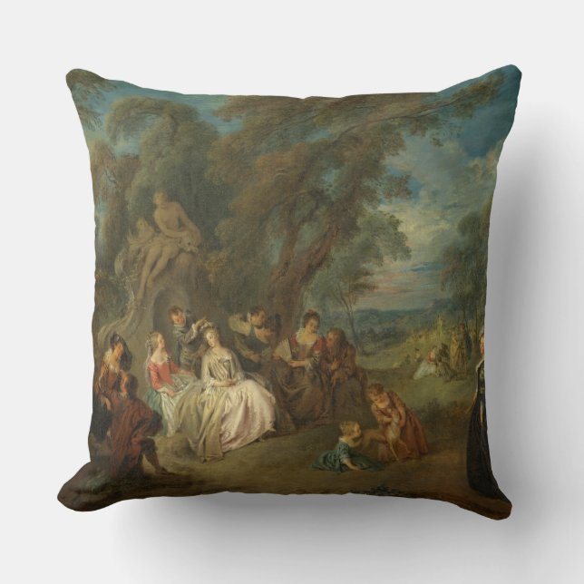 Almofada Fête Champêtre, C. 1730 (óleo em canvas) (Frente)