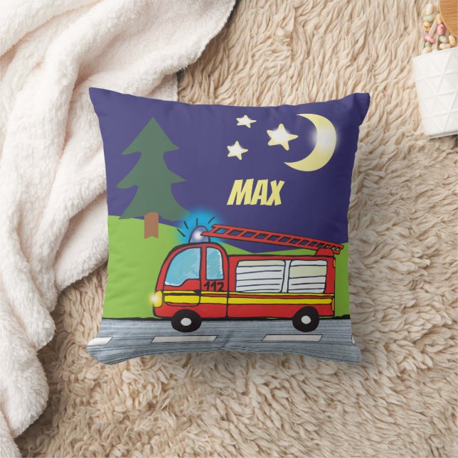 Almofada Feuerwehrauto Nacht | personalisierbares Kissen  (Cobertor)