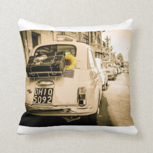 Almofada Fiat 500 em Italia, carro clássico, travesseiro,