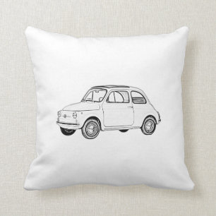 Almofada Fiat 500 Topolino - Desenho de Lápis Preto e Bran