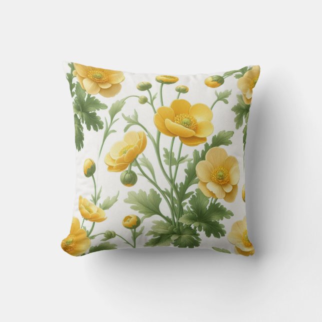 Almofada Field of yellow poppies Pillow (Frente)