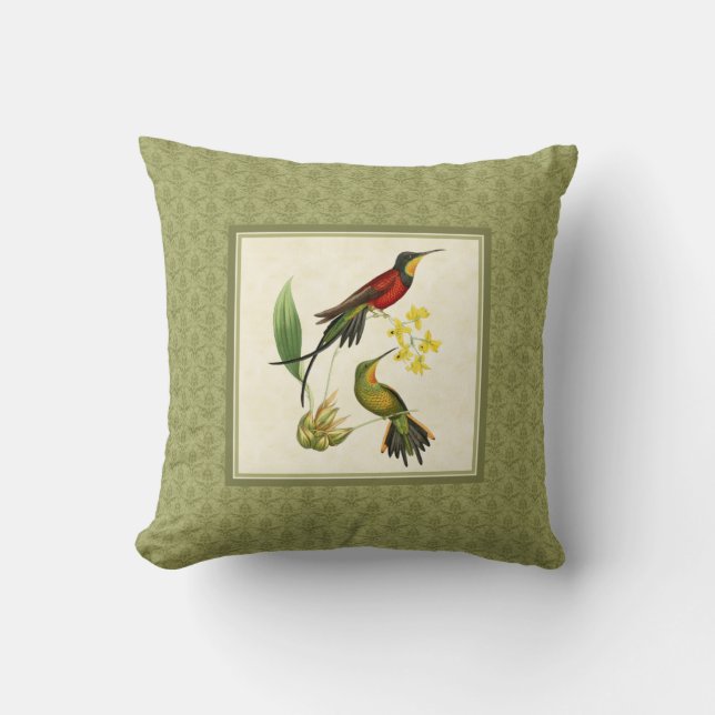 Almofada Fiery Topaz Hummingbird Travesseiro Damask (Frente)