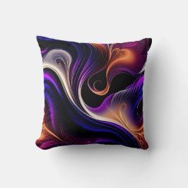 Almofada Fiery Waves - Bold Purple, Orange - Gold Abstract