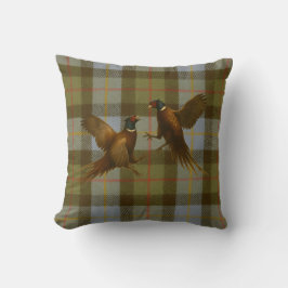 Almofada Fighting Pheasants on tweed / tartan background 