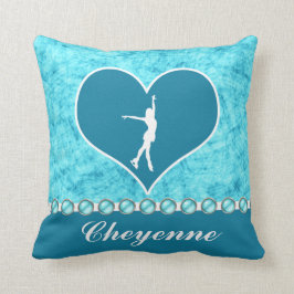 Almofada Figura bonita Monogrammed patinador de turquesa