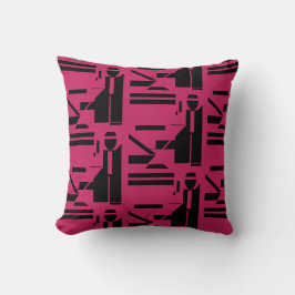 Almofada Figura preta no padrão geométrico do Borgonha