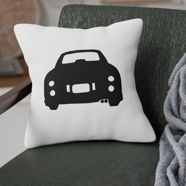 Almofada Figuras Figaro Car Silhouette Black and White (Black and White Figaro Car Silhouette Pillow for your car or home)