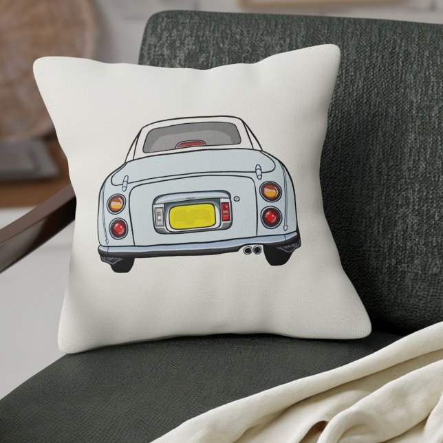 Almofada Figuras Pale Aqua Figaro Car Cream (A cute Pale Aqua Figaro Car on a cream pillow for your car or your home)