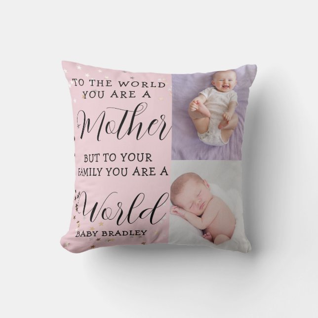 Almofada Filhinha Colagem Fotográfica do Primeiro Ano Mante (Frente)