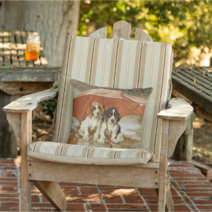 Almofada Filhos de caça de basset sob o guarda-chuva CC092
