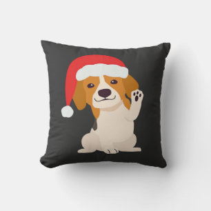 Almofada Filhote de Beagle com chapéu do Papai Noel para am