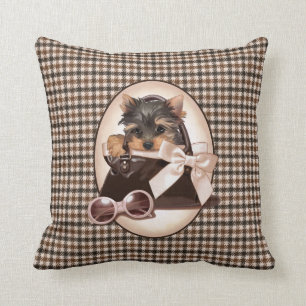 Almofada Filhote de cachorro de Houndstooth Yorkie