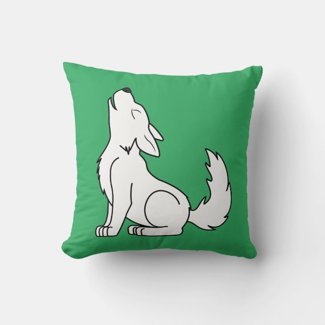 Almofada Filhote de cachorro de lobo branco que urra (Frente)