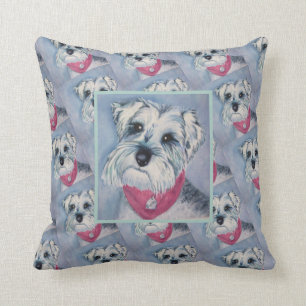 ALMOFADA FILHOTE DE CACHORRO DOCE DO SCHNAUZER DO CINZA DE