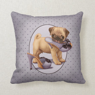 Almofada Filhote de cachorro e calçados do Pug