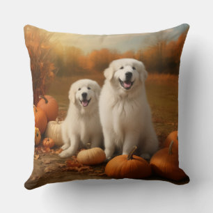 Almofada Filhote de Great Pyrenees Delícia de Outono Abóbor