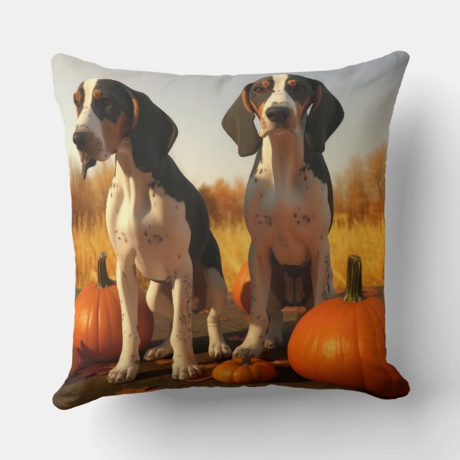 Almofada Filhote de Treeing Walker Coonhound Outono Abóbora (Verso)