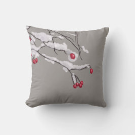 Almofada Filiais De Berries De Inverno Cobertas Por Neve