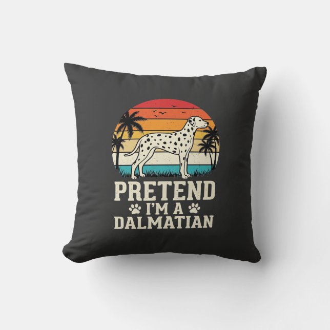 Almofada Fingir Que Sou Um Cão Dalmatas Retro (Frente)