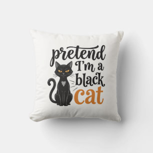 Almofada Fingir que sou um gato preto camiseta de Halloween