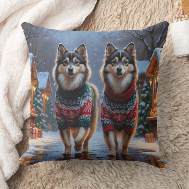 Almofada Finnish Lapphund Dogs Christmas Snow Holiday (Cobertor)