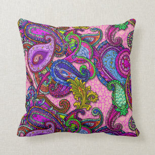 Almofada Fio de mescla Paisley com rosa