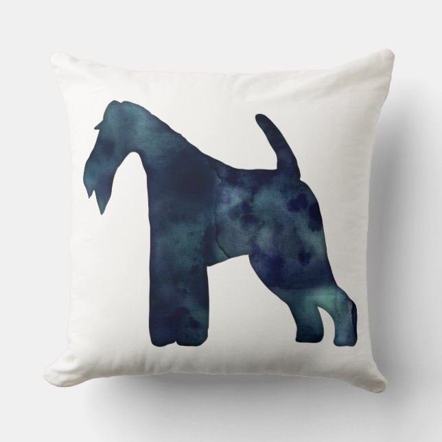 Almofada Fio Fox Terrier Black Watercolor Silhouket (Frente)
