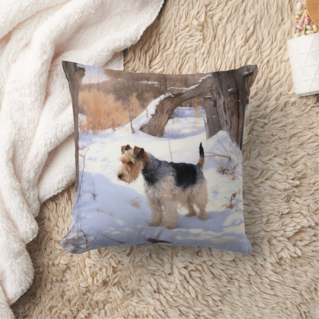 Almofada Fio Fox Terrier Deixe-o nevar no Natal (Cobertor)