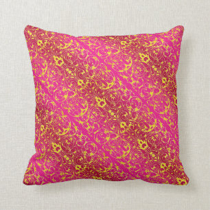 Almofada Fiore em Fuschia e em amarelo