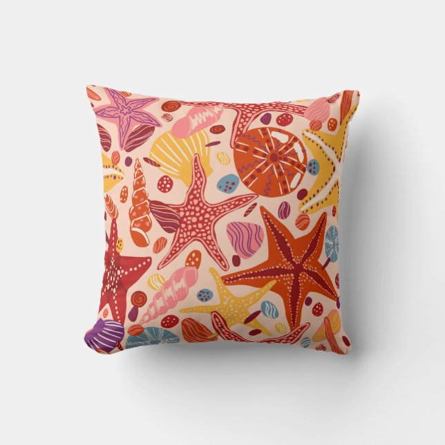 Almofada Fios-espuma, conchas e pedras, desenhados à mão pl (Frente)