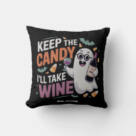 Almofada Fique com os Doces, Eu Levo o Vinho Funny Hallowee
