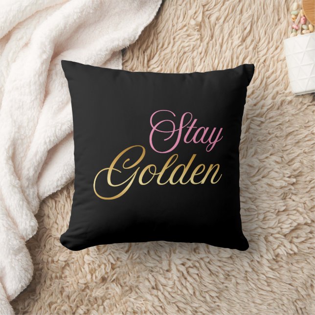 Almofada Fique Dourado Rosa & Dourado Script  (Cobertor)