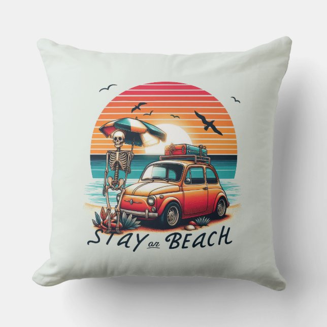 Almofada Fique na praia - Retro Vibes - Esqueleto (Frente)
