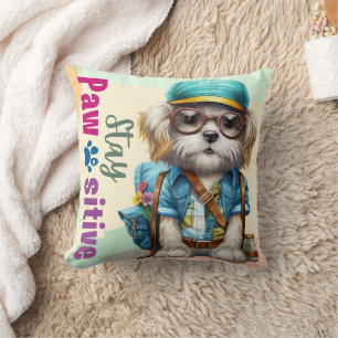 Almofada Fique Pawsitivo Cachorro Fofo Usando Mochila