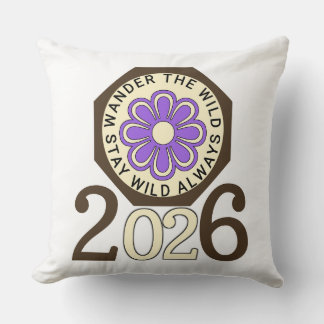 Almofada Fique Selvagem Sempre 2026 Design Retro de Flor La