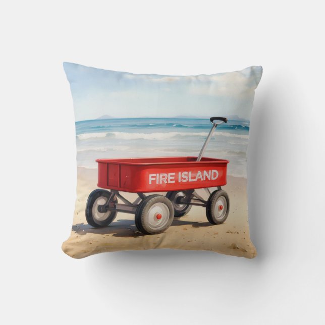 Almofada Fire Island Red Wagon Sandy Beach LI Nova York (Frente)
