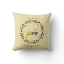 First Christmas Deer with Wreath Yellow