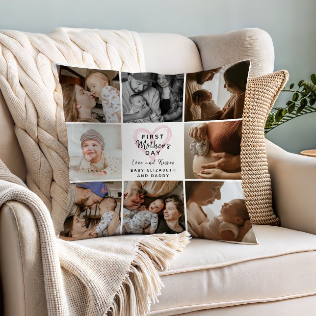 Almofada First Mother's Day Photo Collage Cute Keepsake (Criador carregado)