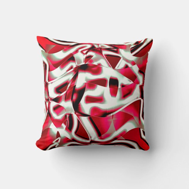 Almofada Fita curvada sobreposta em vermelho vívido (Frente)