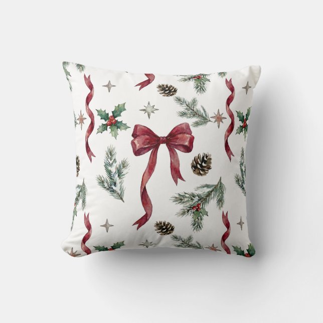 Almofada Fita de Arco de Natal Elegante Botânica (Frente)