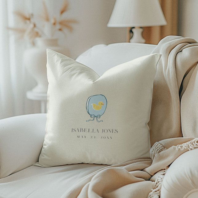 Almofada Fita de Borracha Elegante para Bebê (Elegant Rubber Ducky Ribbon Baby Throw Pillow)