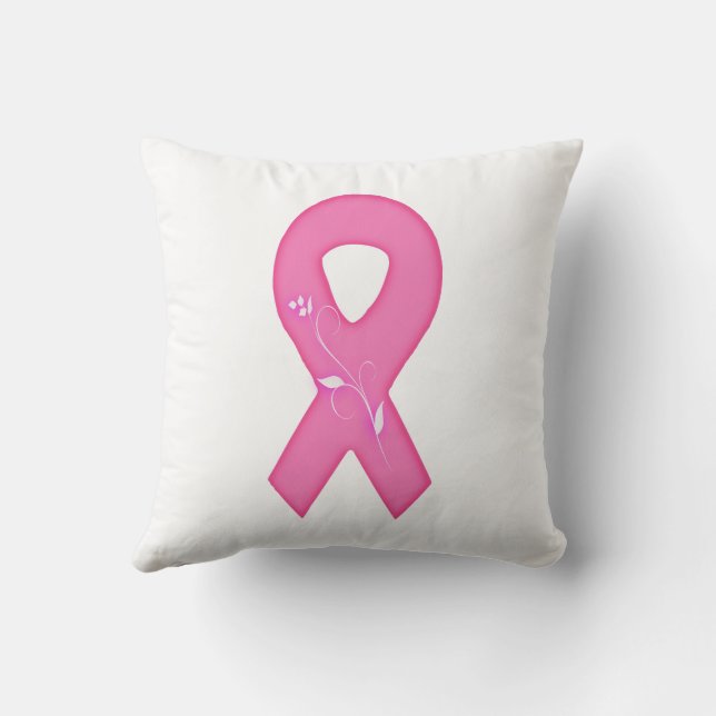 Almofada Fita De Sensibilização Do Cancer Com Flor (Verso)