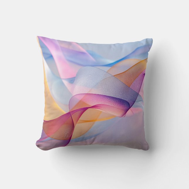 Almofada Fitas Coloridas Fluindo Abstratas (Frente)